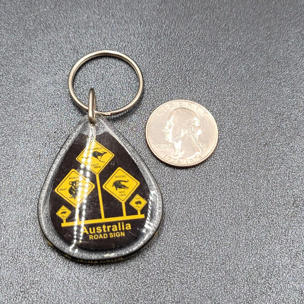 Australia Road Sign Acrylic Keychain 2 in Black Yellow FREE SHIPPING