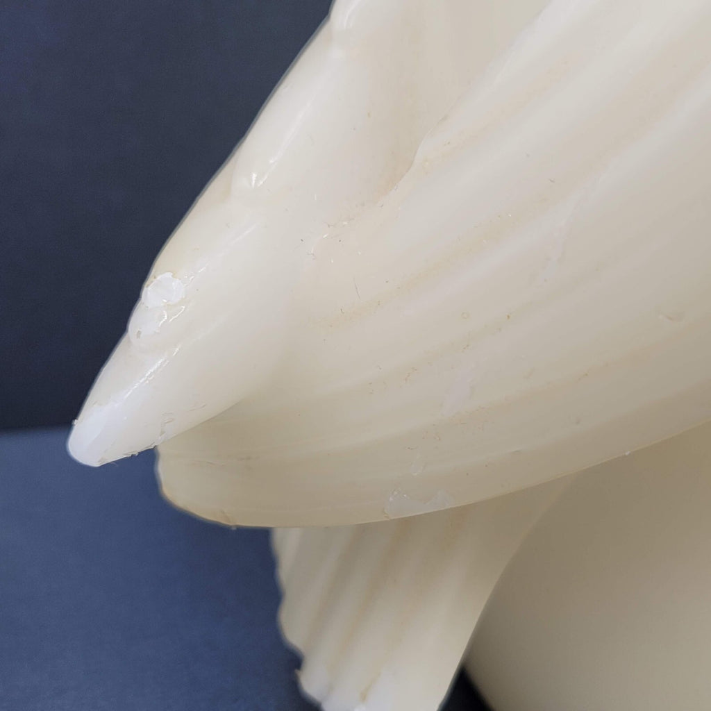Vintage Wax Owl Candle Large Carved White Unburned 9"