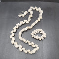 Vintage White Sea Shell Necklace Bracelet Clip Screw Back Earring Set