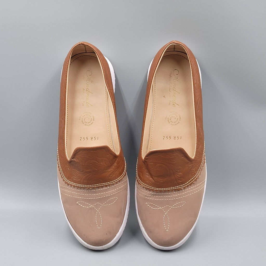 Andrade Womens Slip On Brown Western Saddle Shoe Leather Sz 8