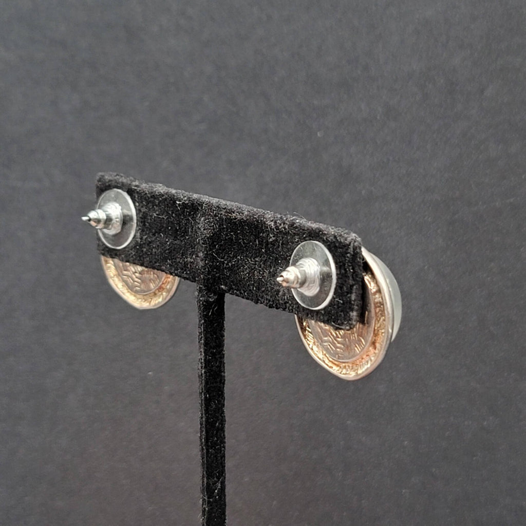 C Stein Pierced Earrings Silver tone Acrylic Frosted Dome 7/8"