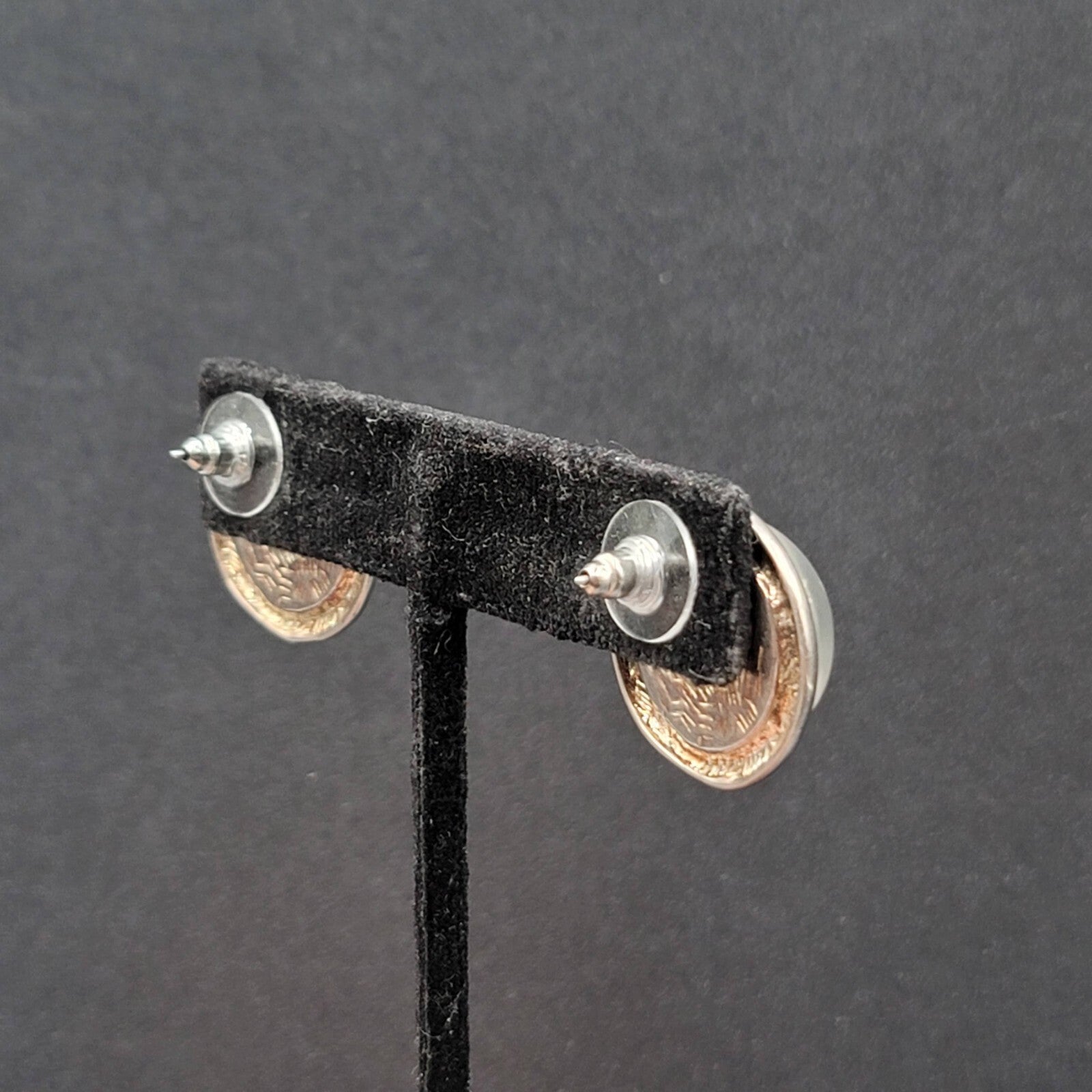 C Stein Pierced Earrings Silver tone Acrylic Frosted Dome 7/8"