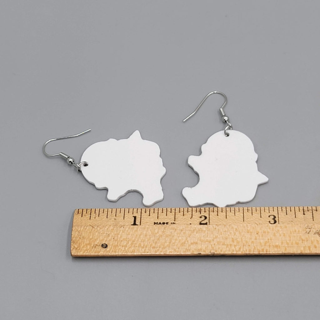 Space Kitty Cat Pierced Earrings Silver tone Dangle  1.25 in