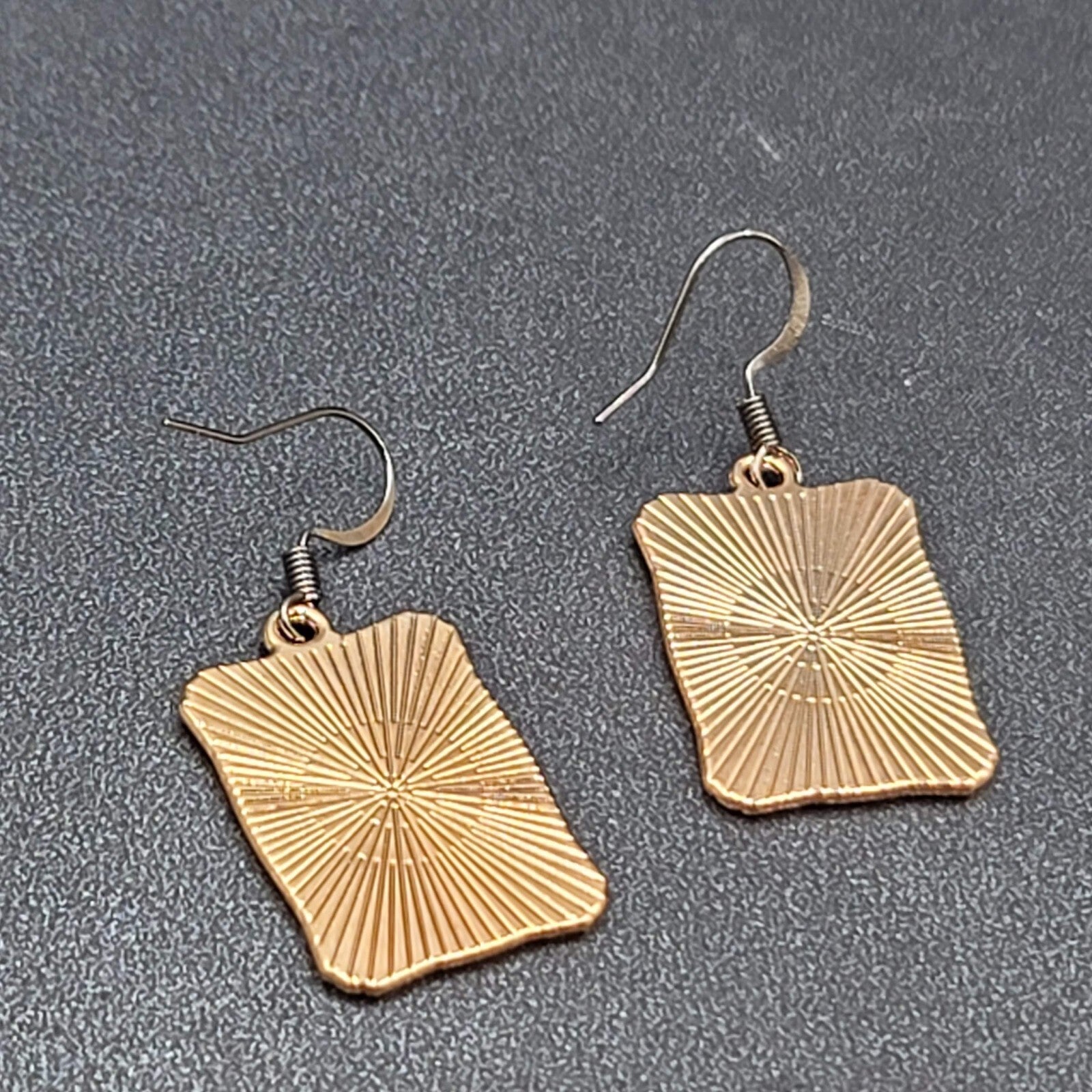 Tarot Card Pierced Earrings The MOON Gold tone Black 1"