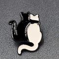 Black Cat White Cat Enamel Lapel Hat Pin Friends Lovers Hug  1 1/8"