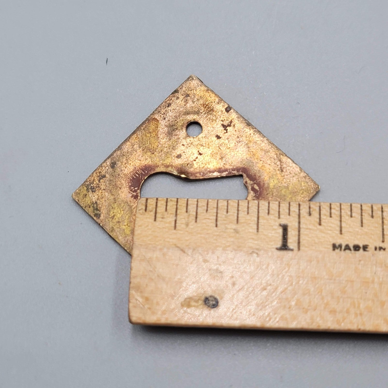 Vintage Square Brass Skeleton Keyhole Escutcheon Salvage Hardware 1.5" (59)