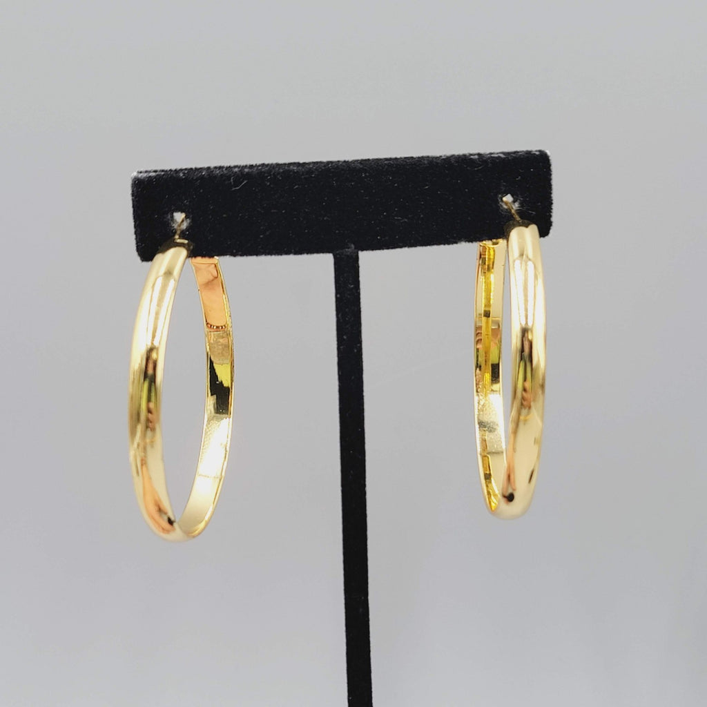 Large Hoop Pierced Earrings Gold tone Hoops 2"