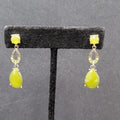 LC Pierced Earrings Silver tone Green Accents Rhinestone Dangle 1 3/8"