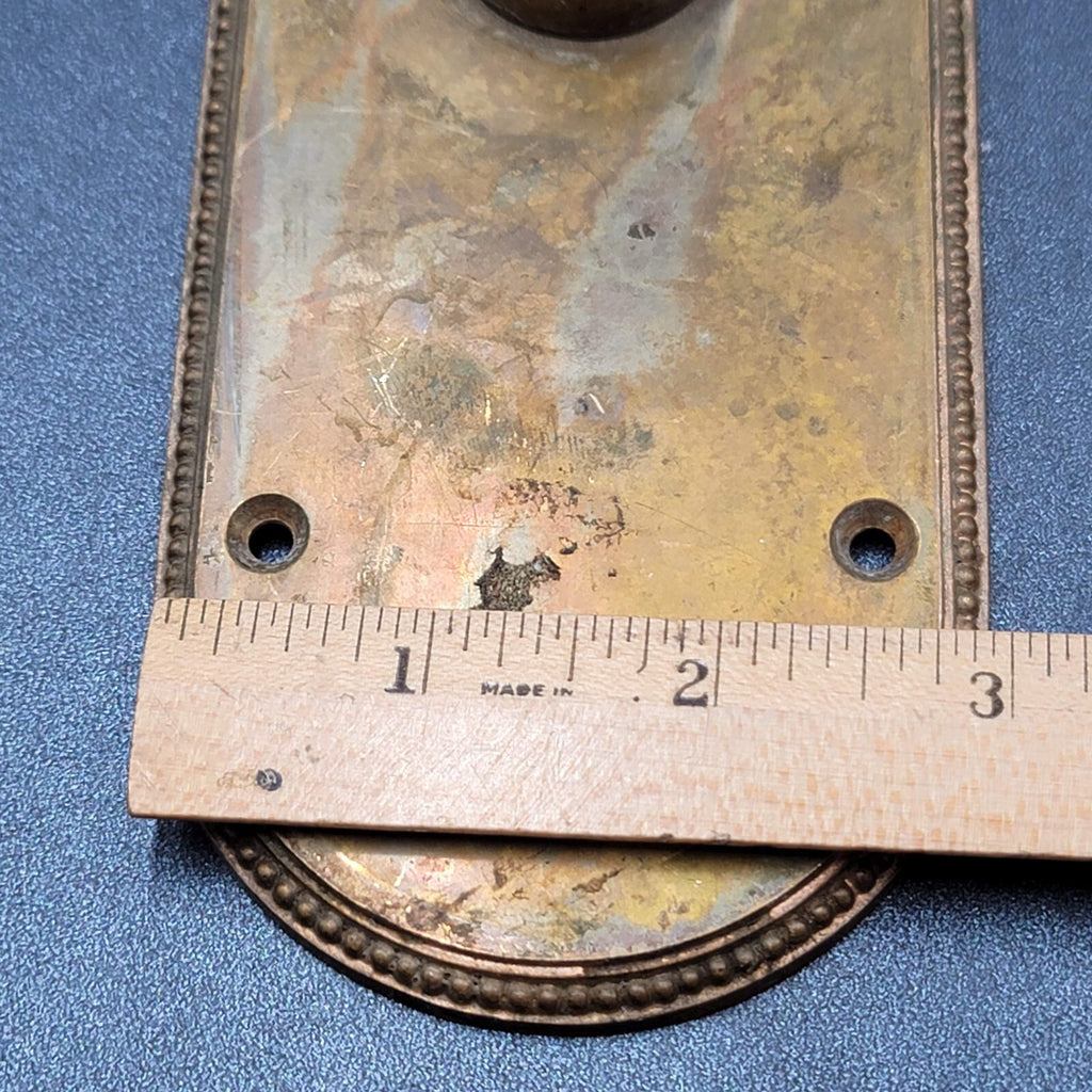 Antique Bronze Door Knob Back Plate Exterior Salvage Hardware RH Co 12"