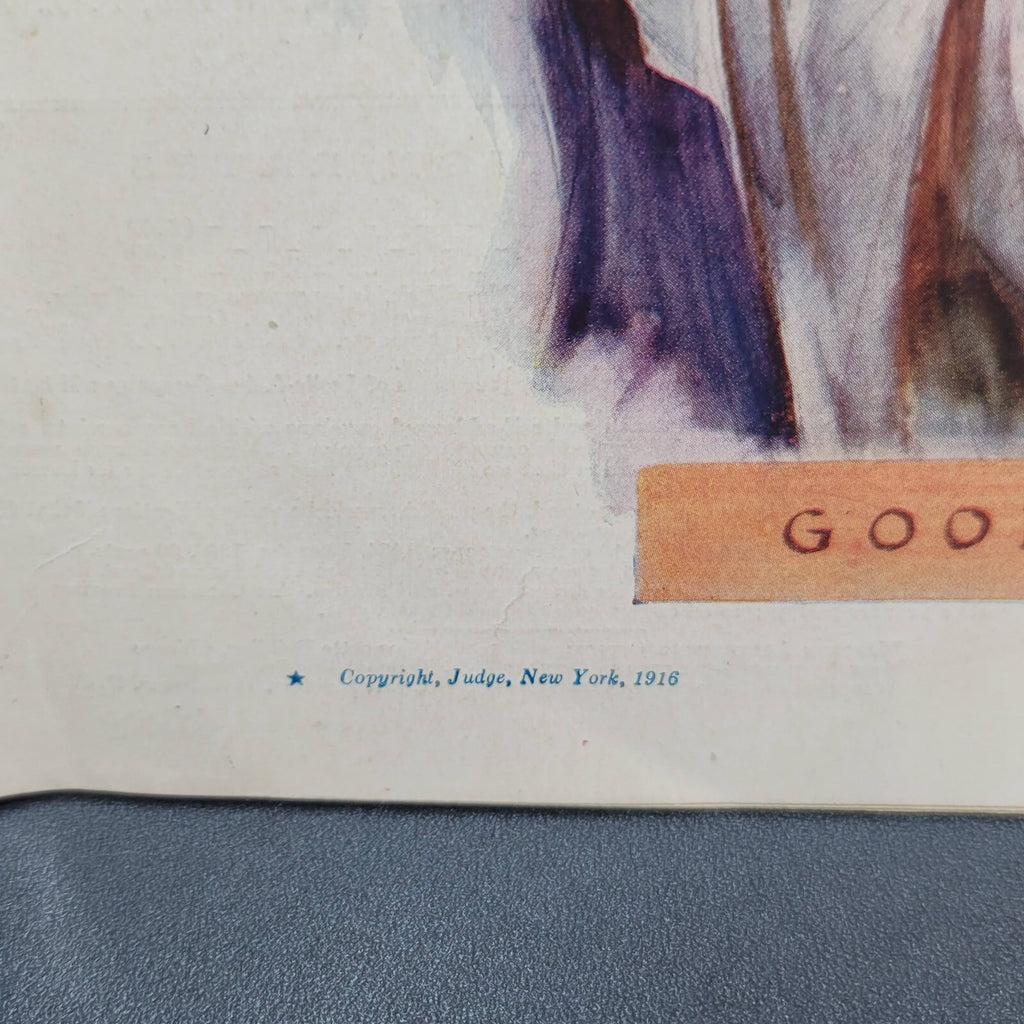 Antique Judge Humor MAGAZINE Good Night Nurse Kissing Jan 22 1916