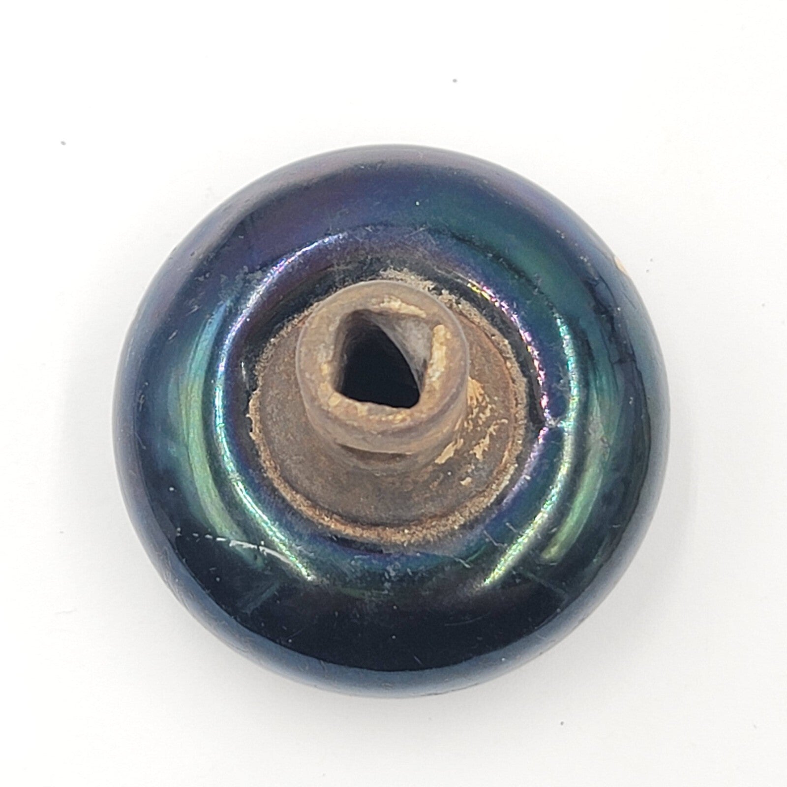 Vintage SINGLE Black Porcelain Doorknob Salvage Door Hardware Iridescent finish