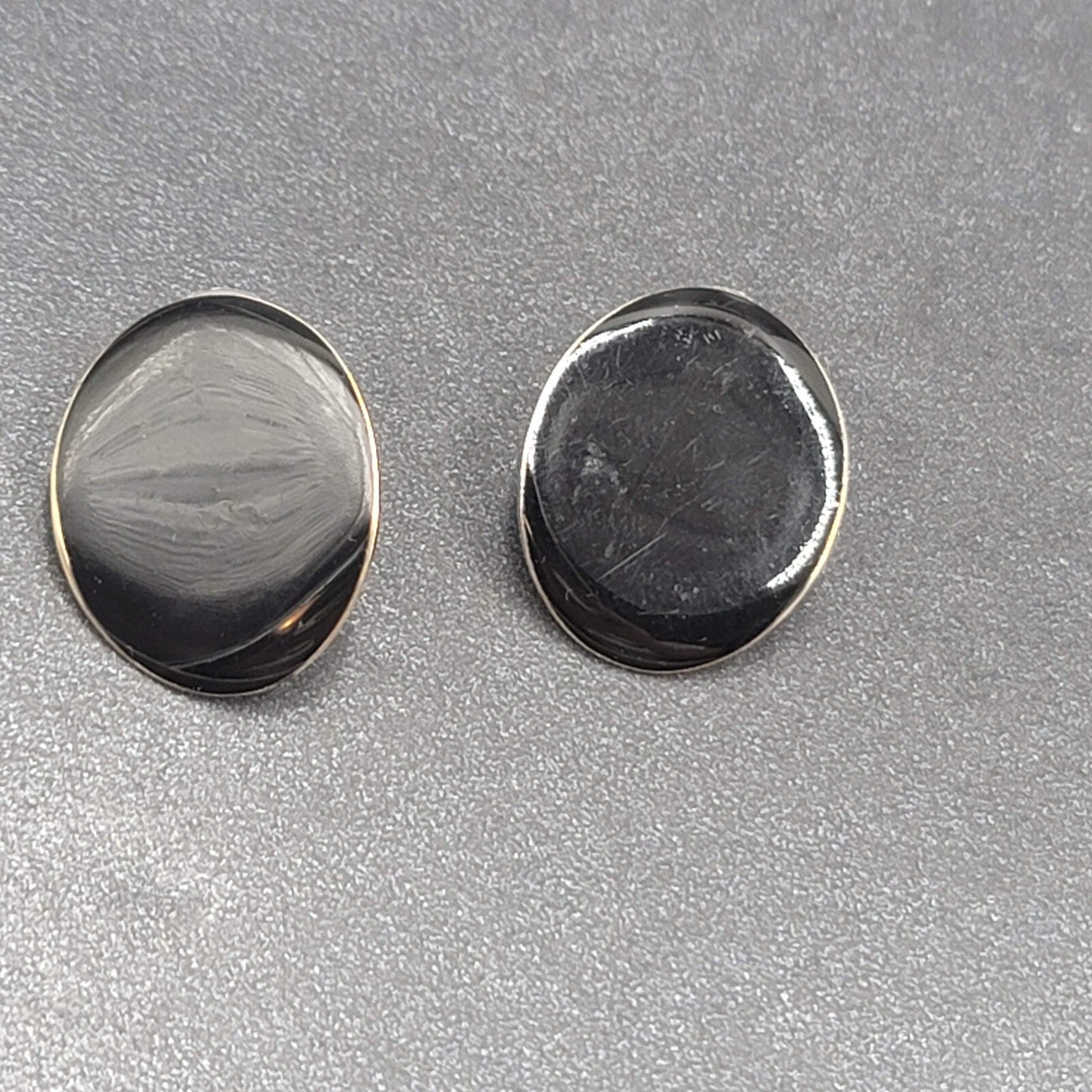 Vintage Pierced EarringsGold tone Black Enamel Drop 1"