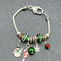 Christmas Holiday Slide Charm Bracelets 8" Silver tone 10 charms Dangle 