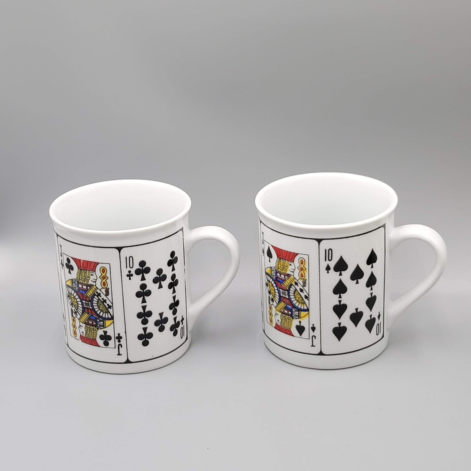 Vintage Playing Card Coffee Mugs Set Jobar International Poker Casino 2 Cups