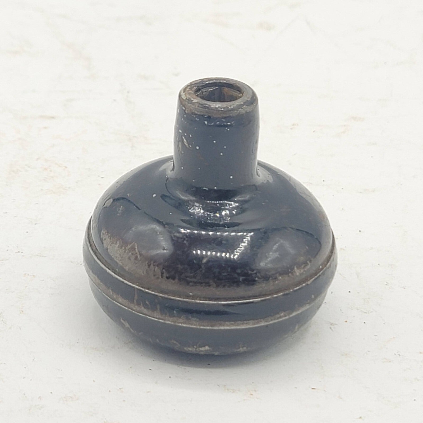 Single Vintage Steel Door Knob Black Enamel over Metal Reclaimed Salvage 2.25"