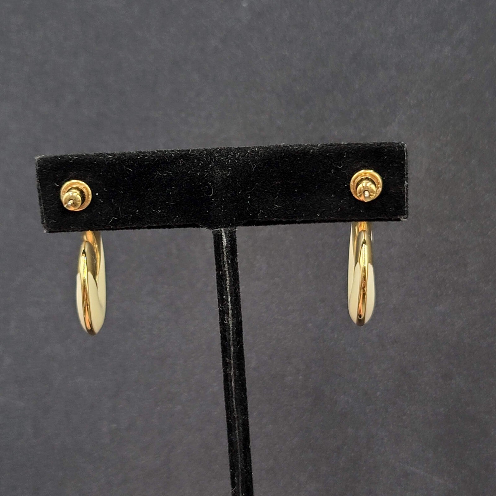 Vintage MONET Pierced Earrings Gold Plated White Enamel Swirl Drop  1.25"