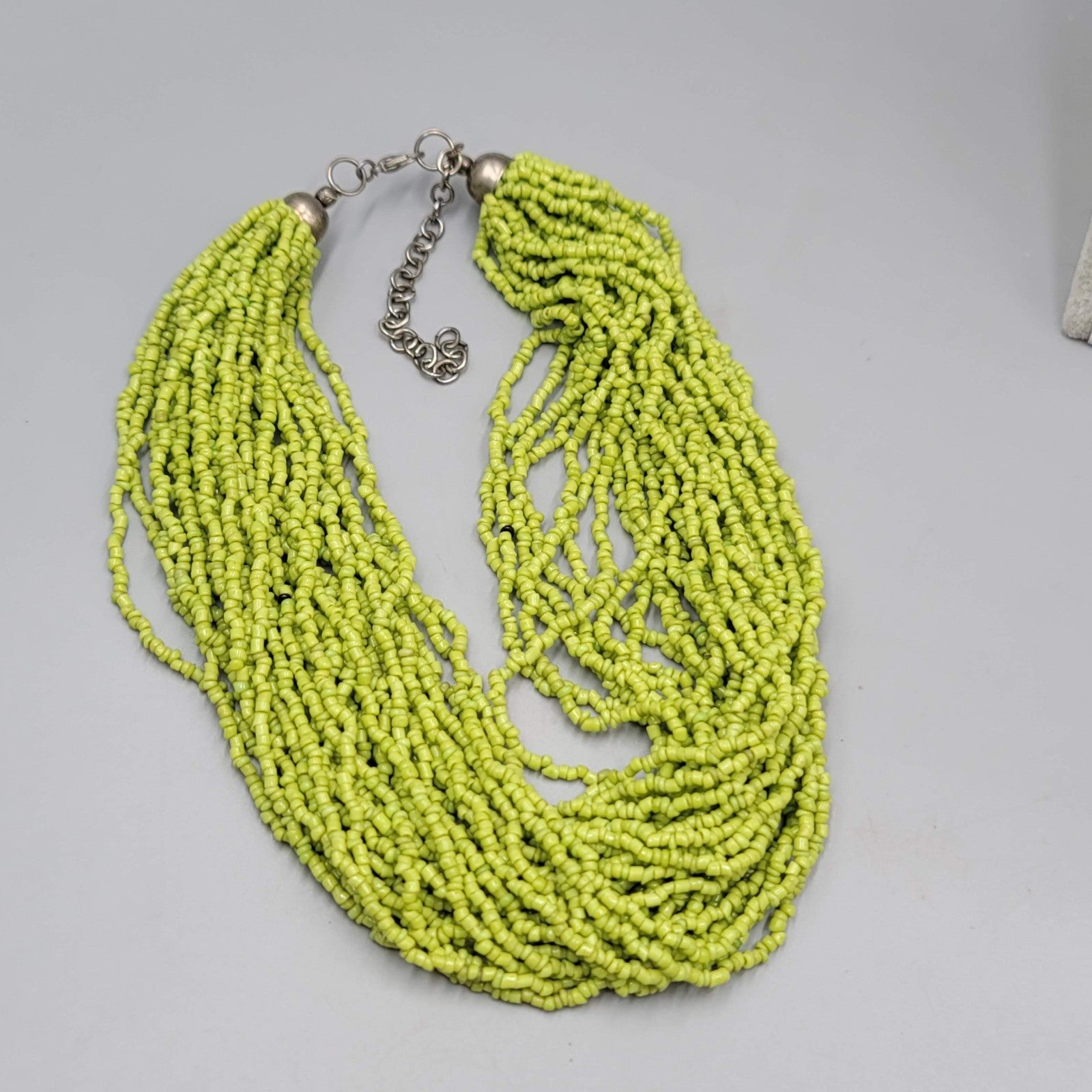 Multistrand Green Seed Bead Necklace 16" 18" 20"