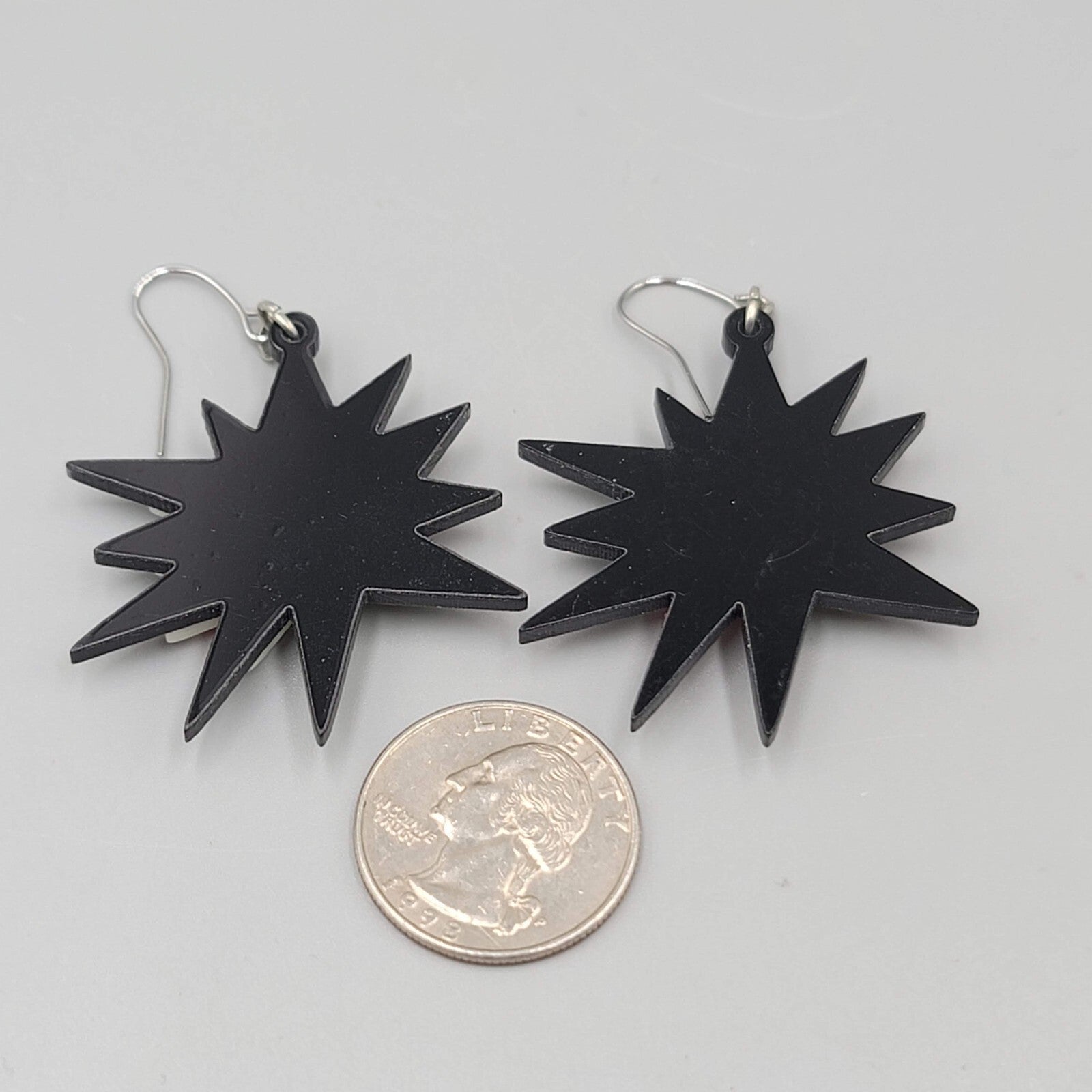 KAPOW Pierced Earrings Silver tone Hooks Multicolor Dangle 2"