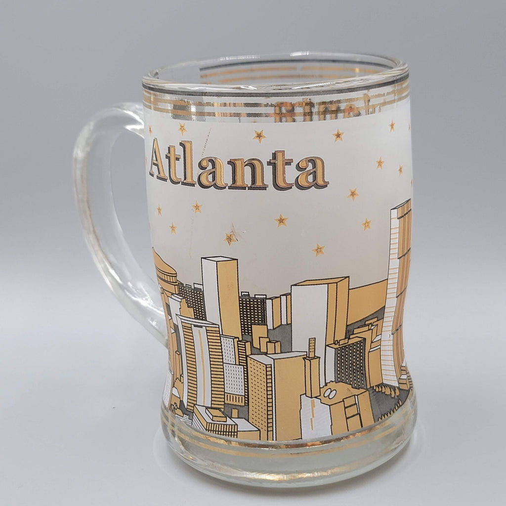 Atlanta Glass Coffee Mug Gold Black Frosted Souvenir