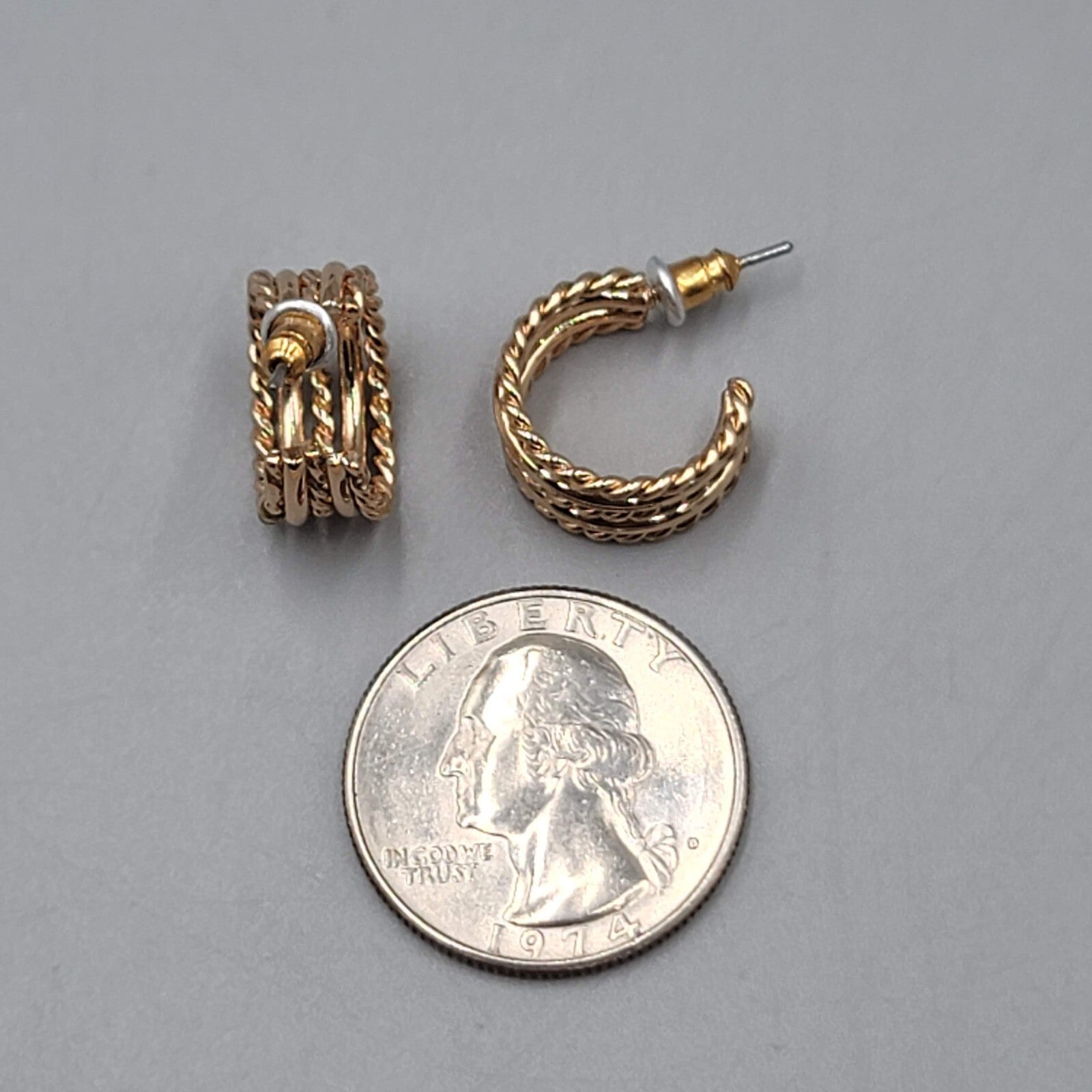 Wide Hoop Pierced Earrings Gold Plated Hoops 1/2"
