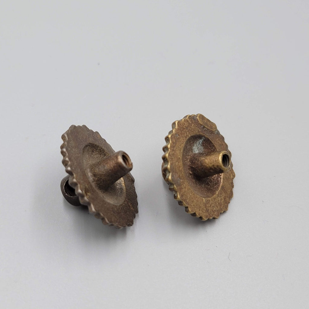 Vtg Sunflower Brass FACE Plates Ornate Bail Pull Replacement Set of 2 - 1 1/8"