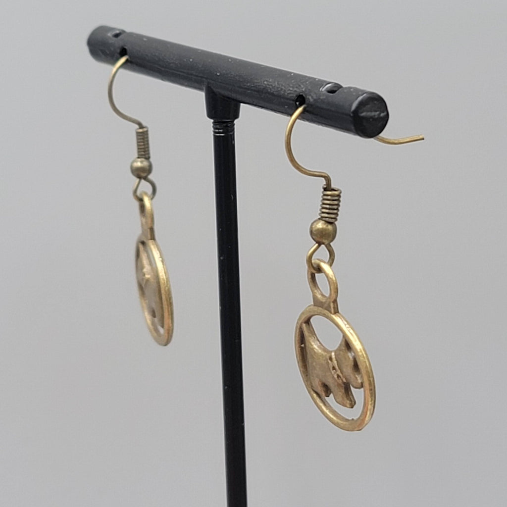 Scottie Dog Pierced Earrings New Bronze tone Dangle 3/4"
