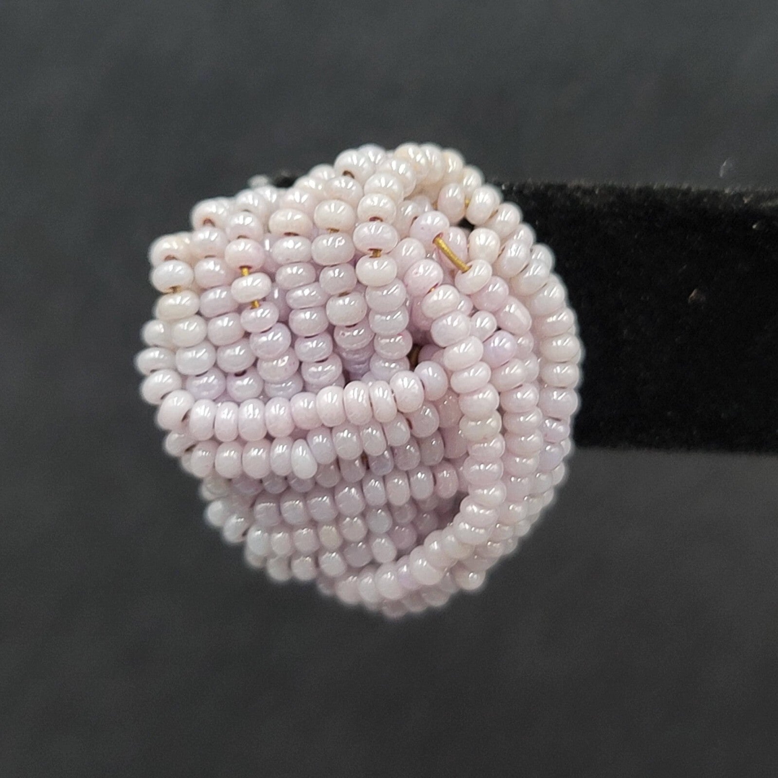 Vintage Pierced Earrings Lavender Purple Seed Bead Knot 7/8"