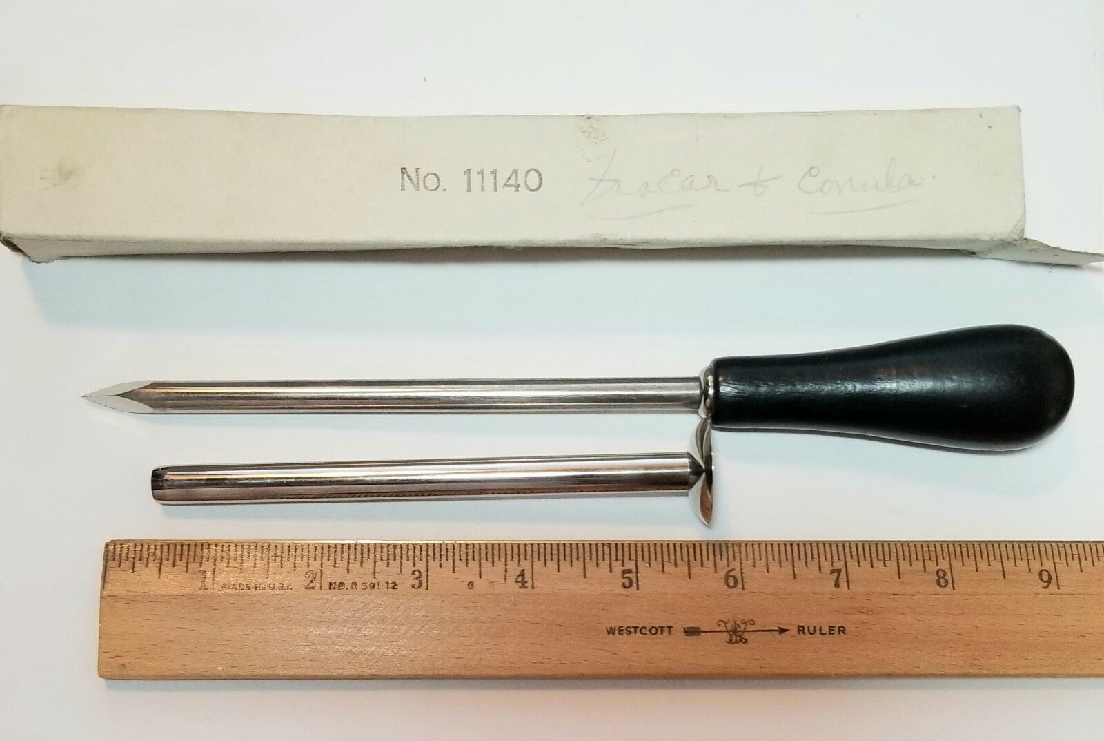 Medical Surgical Instrument Trocar & Canula Wooden Handle Veterinary NEW