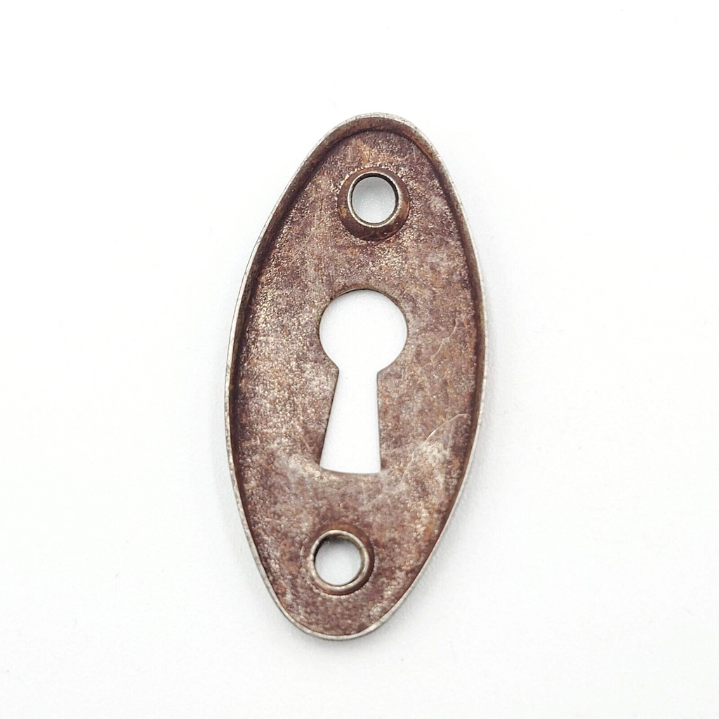 Vintage Oval Black Steel Skeleton Key hole Escutcheon Salvage 2"x 1"