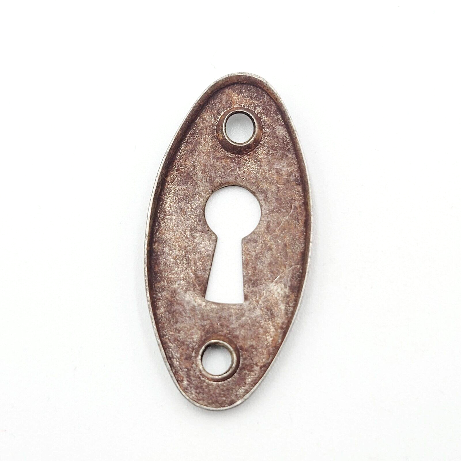 Vintage Oval Black Steel Skeleton Key hole Escutcheon Salvage 2"x 1"