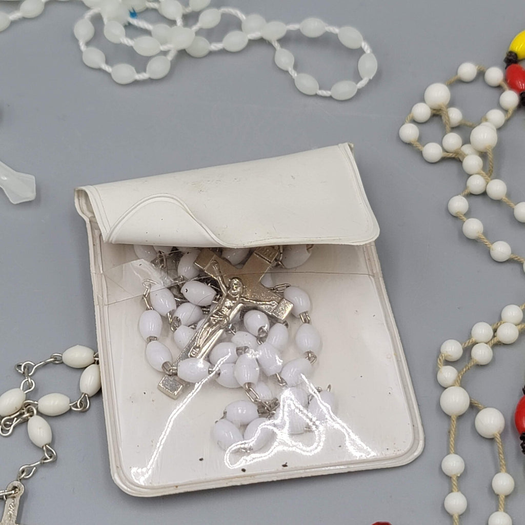 Lot of 14 Plastic Bead Rosary Catholic Religious