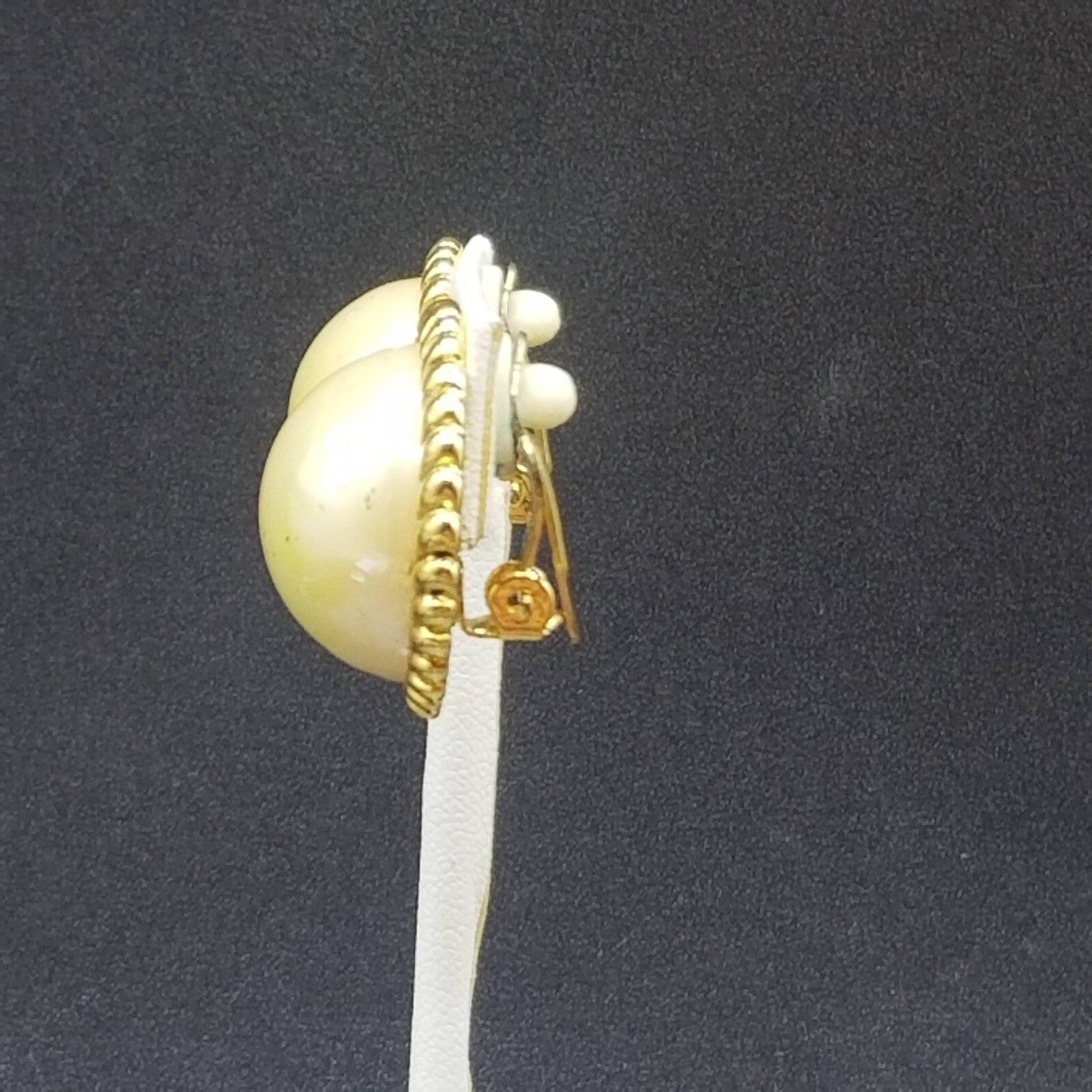 Vintage Clip on Earrings Gold tone Iridescent Button Style Dome Stud 1"