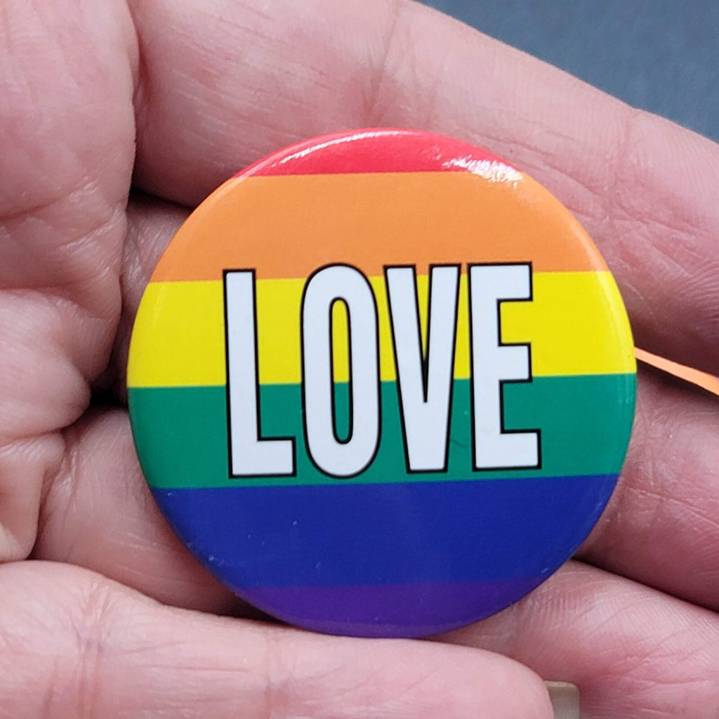 Gay Pride Rainbow Pinback Buttons Love LGBTQ Lot of 3