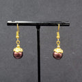 Pierced Earrings Gold tone Bronze Bead Capped Bead Dangle 3/4"