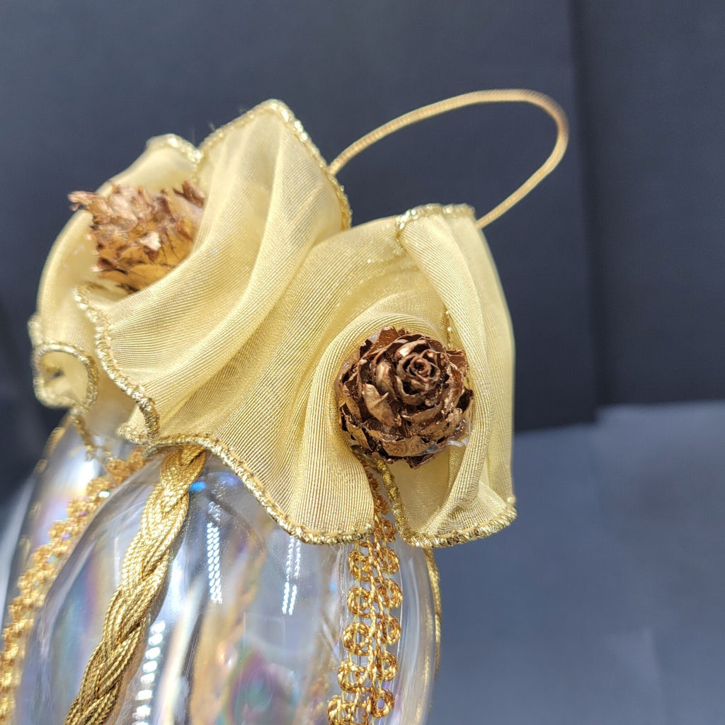 Hand Blown Iridescent Glass Heart Christmas Ornament Sun Catcher 7.5"