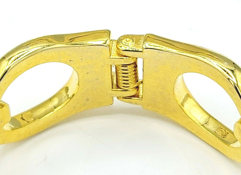 Gold Plated Rhinestone Hinged Cuff Bracelet Modern Unbranded