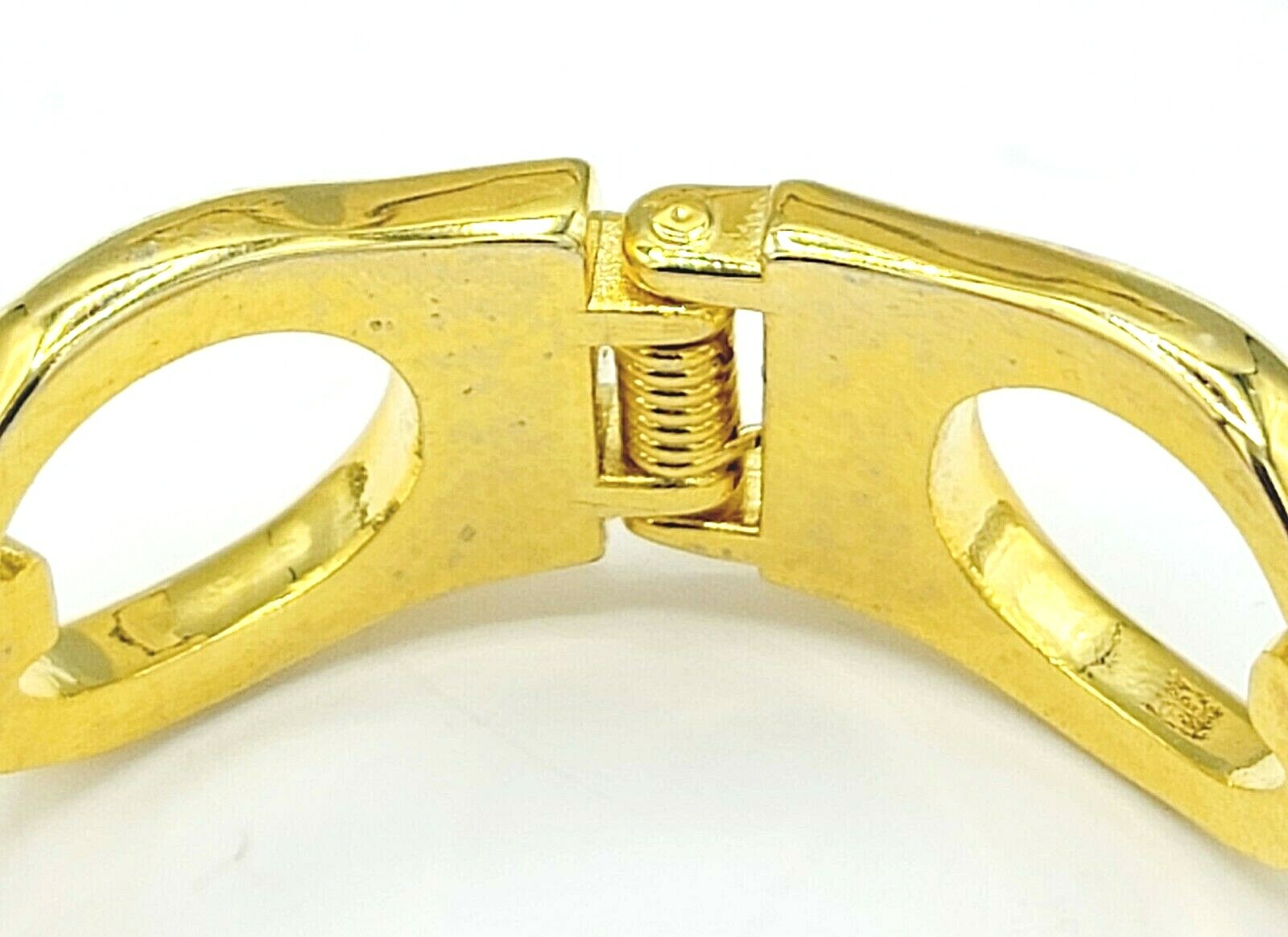 Gold Plated Rhinestone Hinged Cuff Bracelet Modern Unbranded