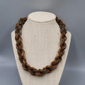 Vintage Brown Seed Bead Twist Necklace Large Statement 20"