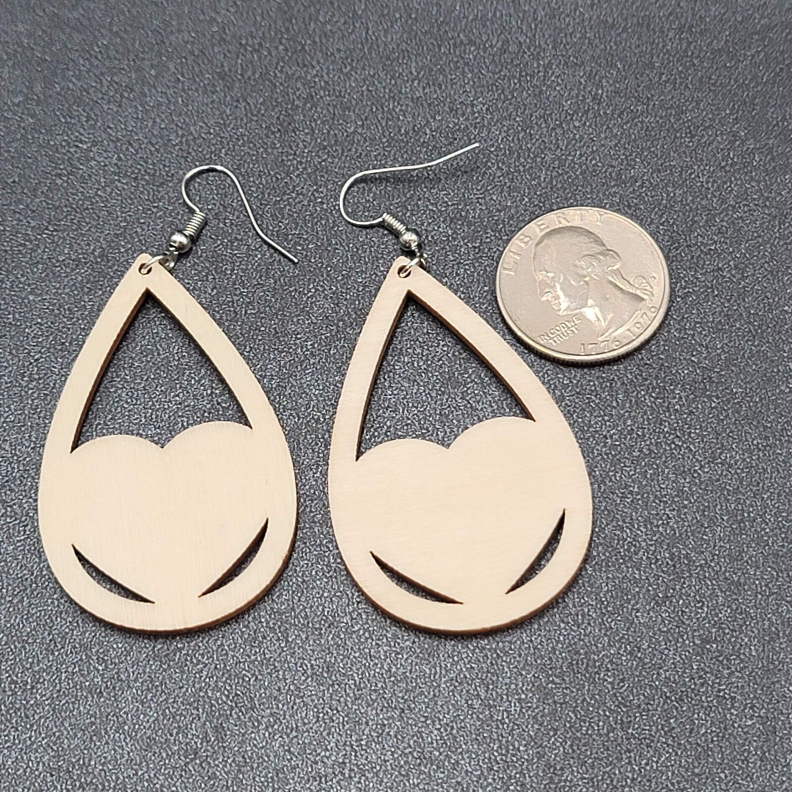 New PRIDE HEART Pierced Earrings Rainbow Wood Teardrop Dangle 2.25"
