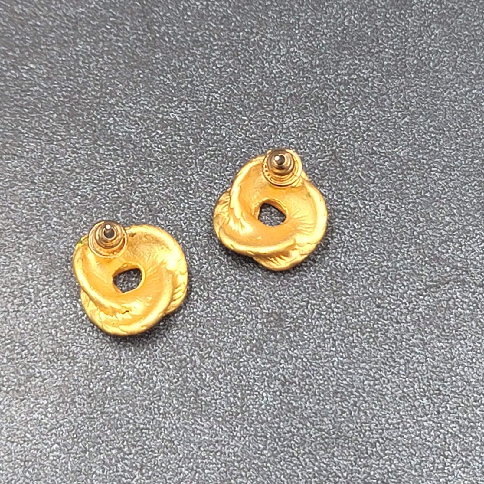 Pierced Earrings Gold Plated Knot Studs  1/2"