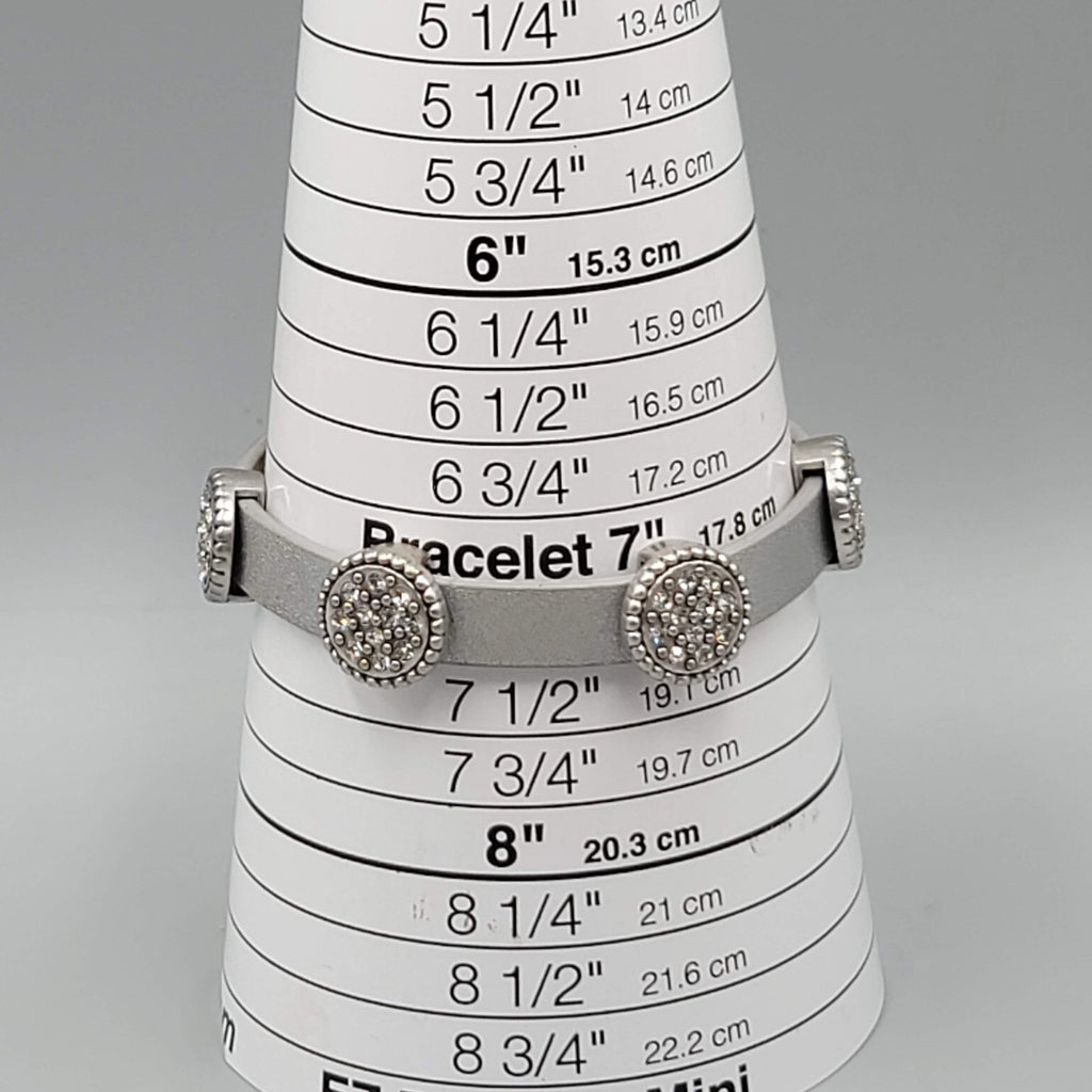 Chicos Leather Bracelet Crystal Rhinestone Magnetic Closure 7"