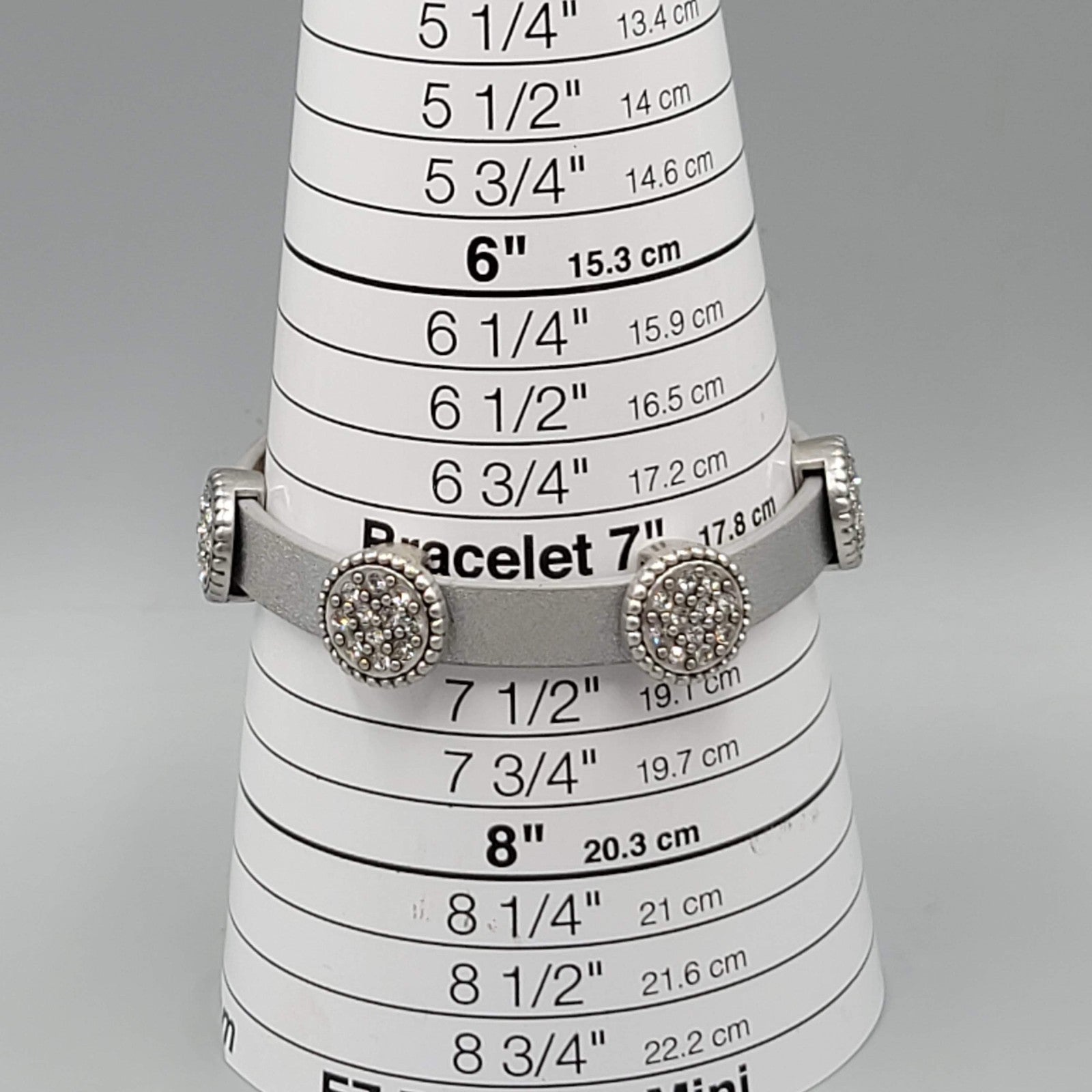 Chicos Leather Bracelet Crystal Rhinestone Magnetic Closure 7"