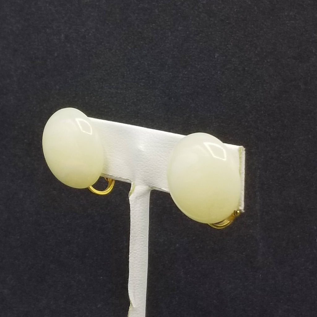 Vintage Clip on Earrings Opaque Swirl Acrylic Dome Drop Stud 3/4"
