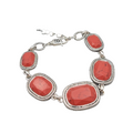 Etienne Aigner Bracelet Red Howlite Silver tone Adj 7.5"