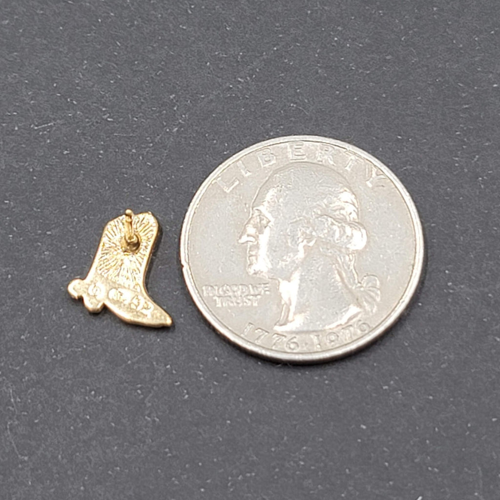 Vintage Pierced Earrings Gold tone Cowboy Boots Inlay Studs 1/2"