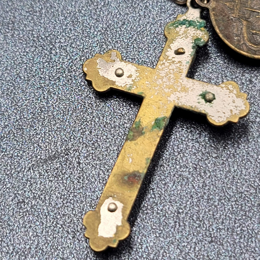 Vintage Pont Max Pius XII Crucifix Rosary Bracelet Car Hanger White Bead