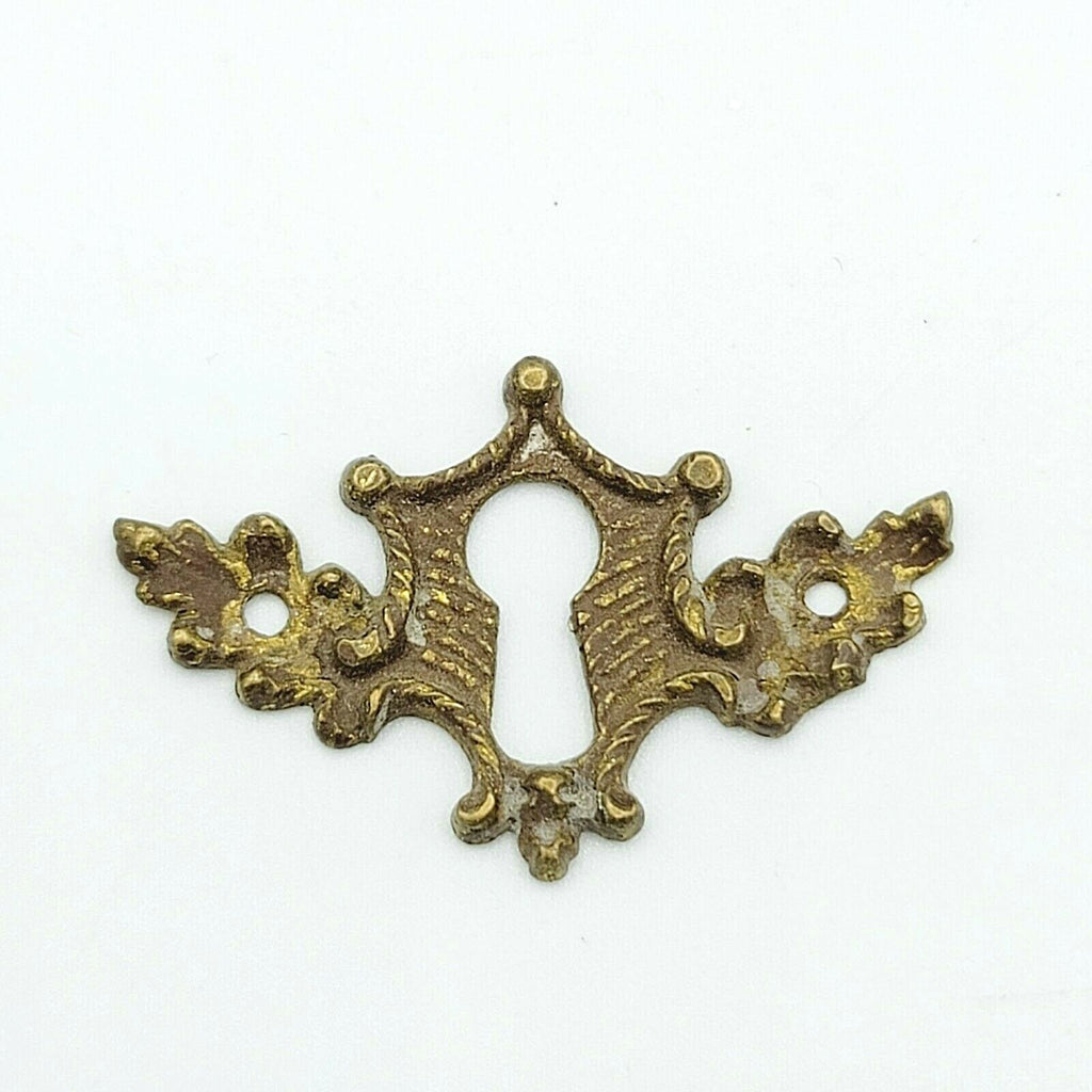 SINGLE Vintage Brass Skeleton Key hole Escutcheon 1 3/4" x 1 1/16"