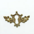 SINGLE Vintage Brass Skeleton Key hole Escutcheon 1 3/4" x 1 1/16"