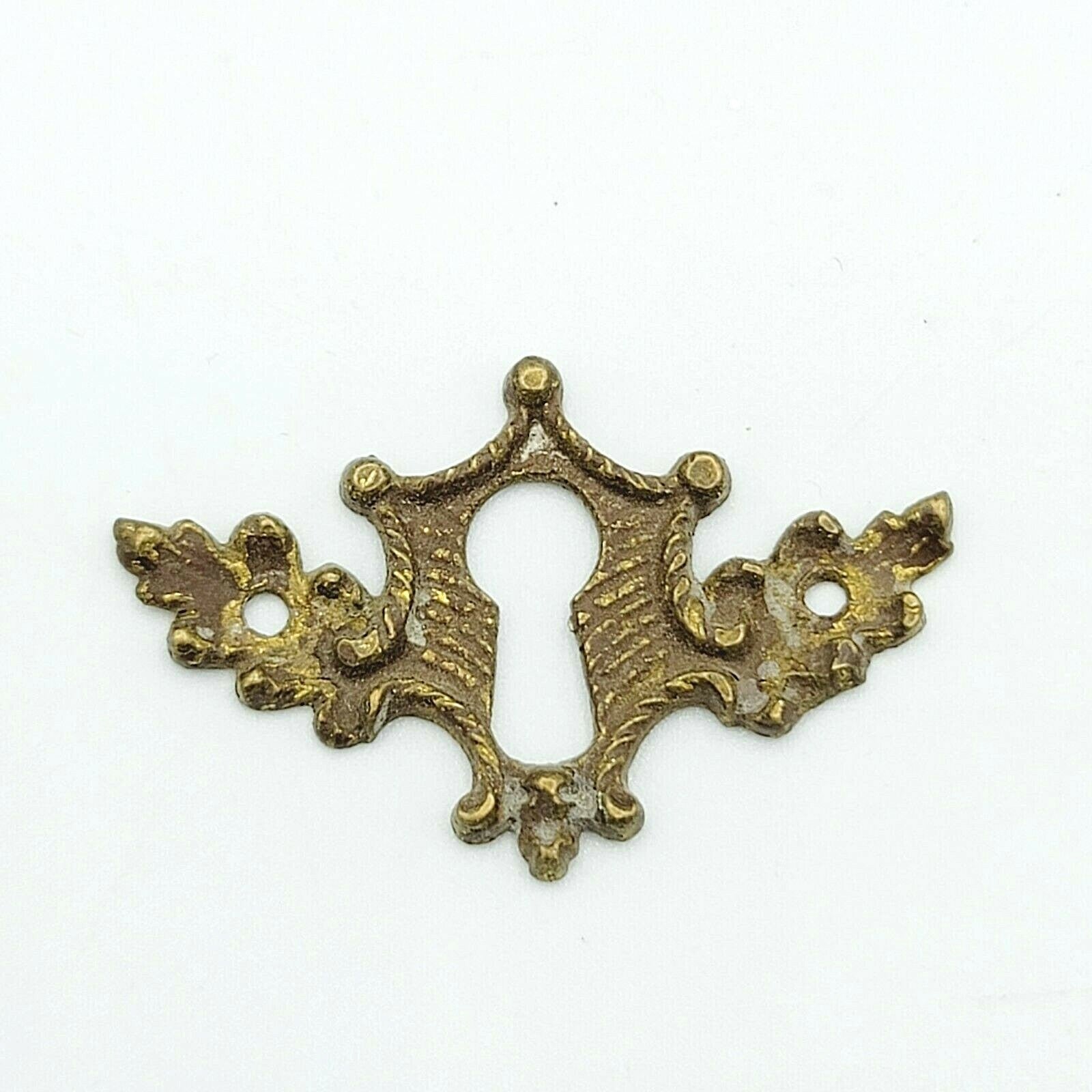 SINGLE Vintage Brass Skeleton Key hole Escutcheon 1 3/4" x 1 1/16"