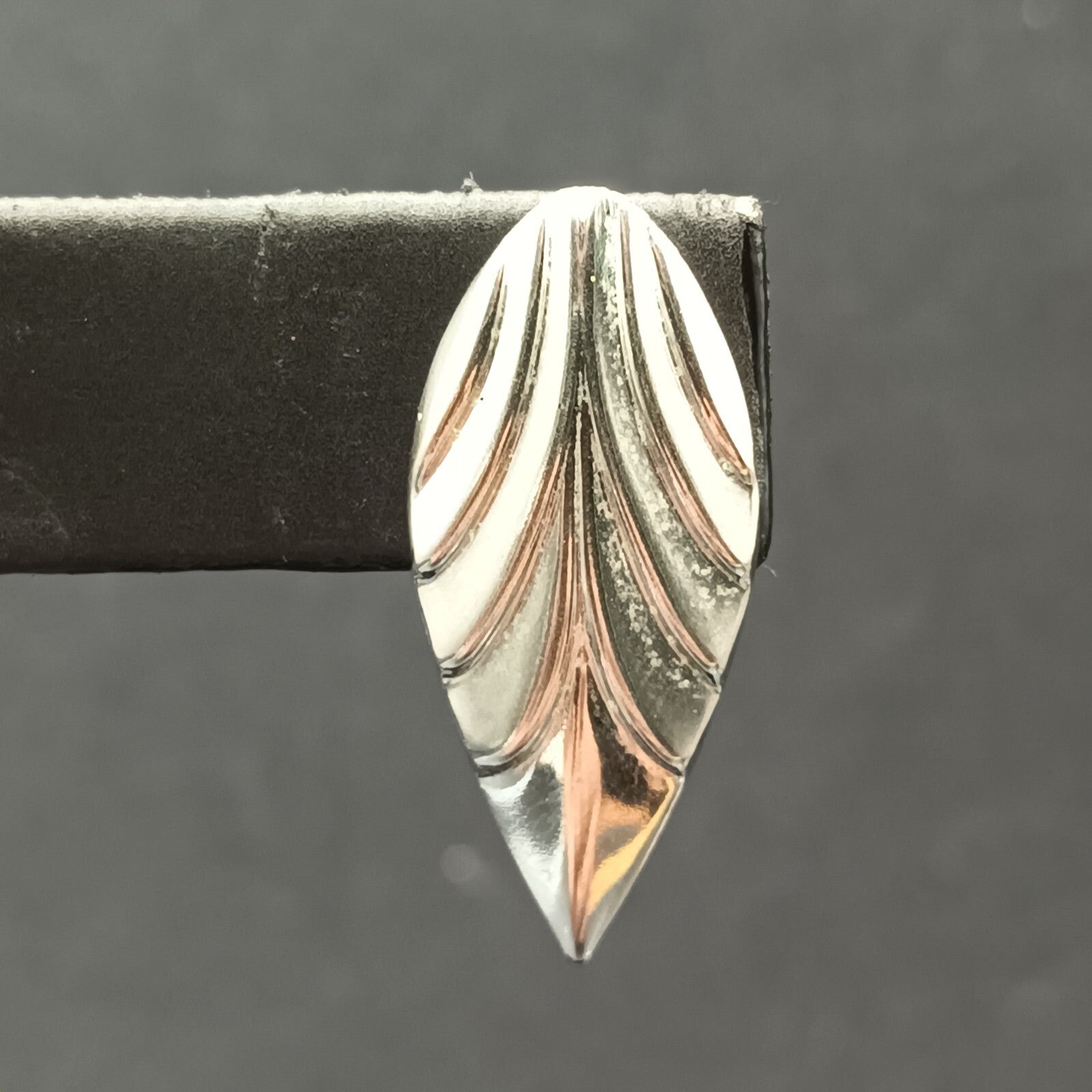 Pierced Earrings Silver tone Textured leaf Drop 1 1/8"